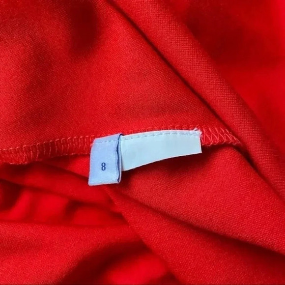 Winser London Flared Bow Detail Midi Dress Red - Picture 12 of 14